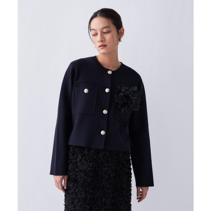 【オケージョン／手洗い可】ノーカラーニットカーディガン | cloenc | 詳細画像39 