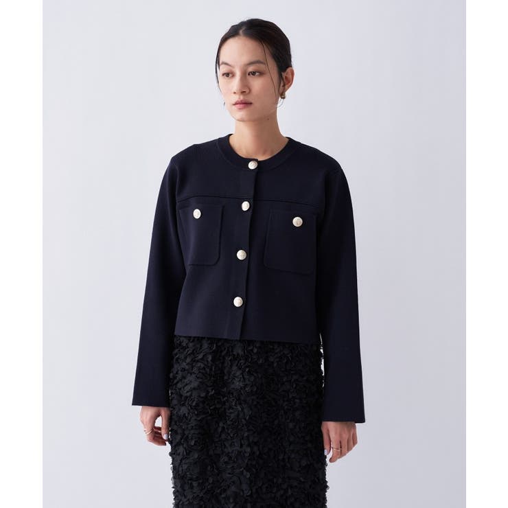 【オケージョン／手洗い可】ノーカラーニットカーディガン | cloenc | 詳細画像41 