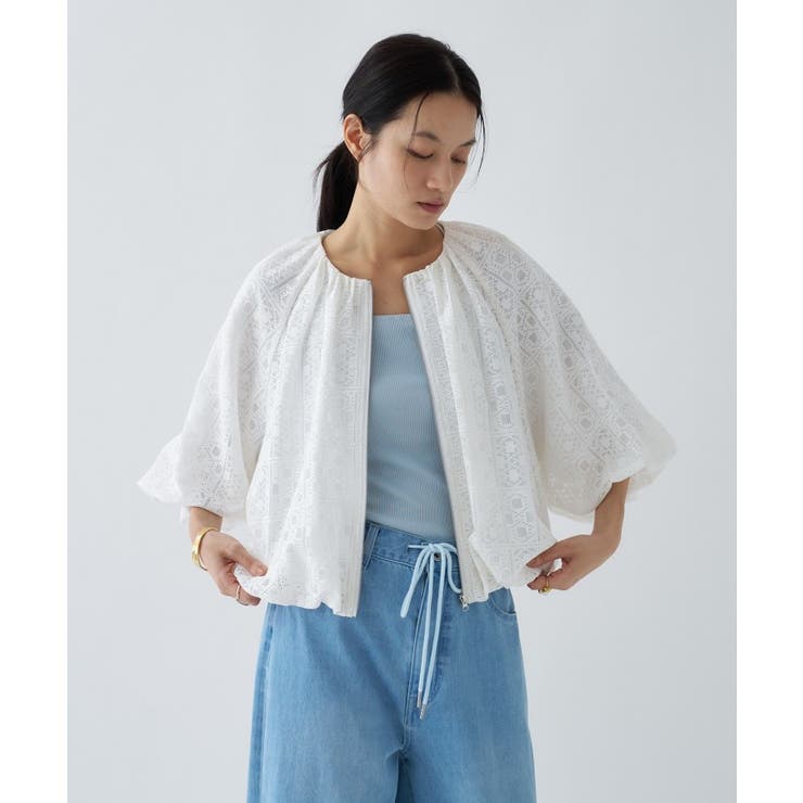 ホワイト(101) | レースシアーブルゾン | cloenc