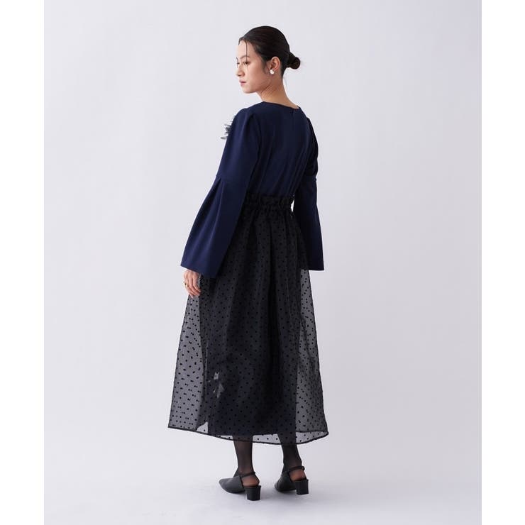 【セットアイテム オケージョン 手洗い可】ドットチュールレイヤードセットワンピー… | cloenc | 詳細画像6 