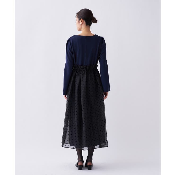 【セットアイテム オケージョン 手洗い可】ドットチュールレイヤードセットワンピー… | cloenc | 詳細画像9 