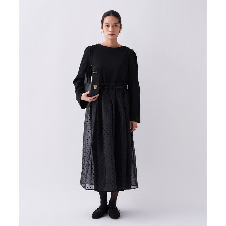 ブラック(019) | 【セットアイテム オケージョン 手洗い可】ドットチュールレイヤードセットワンピー… | cloenc