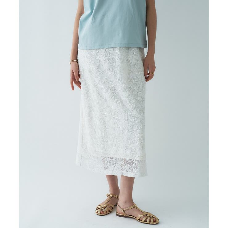 【手洗い可】レースイージーナロースカート | cloenc | 詳細画像4 