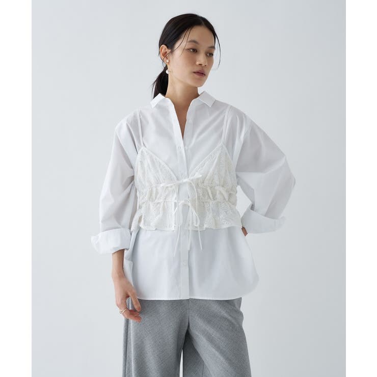 ホワイト(101) | 【手洗い可】シアーフラワーレースキャミソール | cloenc