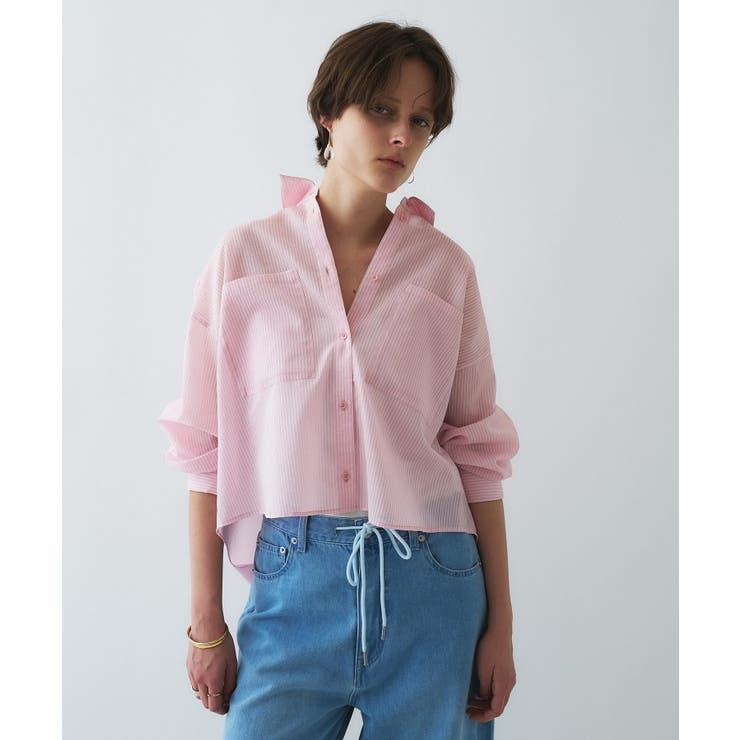ライトピンク(370) | 【手洗い可】シアーストライプシャツ | cloenc