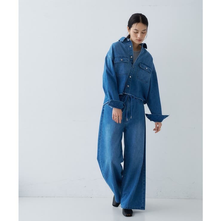 【手洗い可】ドロストイージーワイドデニムパンツ | cloenc | 詳細画像2 