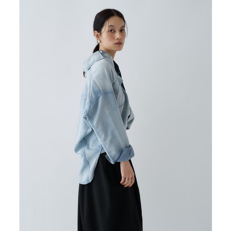 【マシンウォッシュ】シアーデニムオーバーシャツ | cloenc | 詳細画像6 