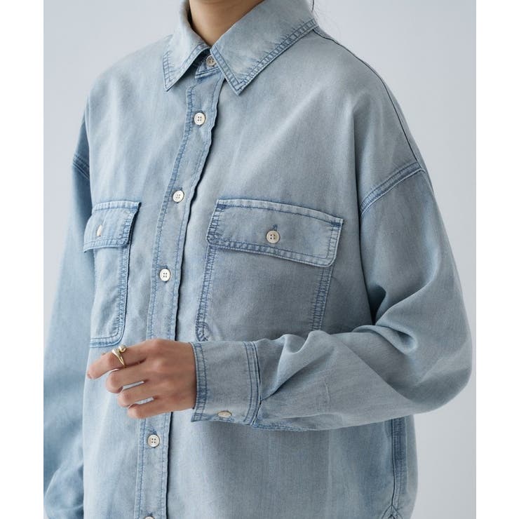 【マシンウォッシュ】シアーデニムオーバーシャツ | cloenc | 詳細画像10 