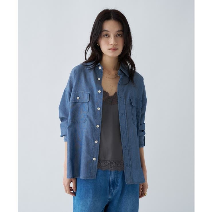 【マシンウォッシュ】シアーデニムオーバーシャツ | cloenc | 詳細画像16 