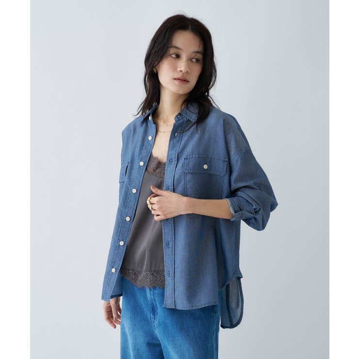 【マシンウォッシュ】シアーデニムオーバーシャツ | cloenc | 詳細画像17 