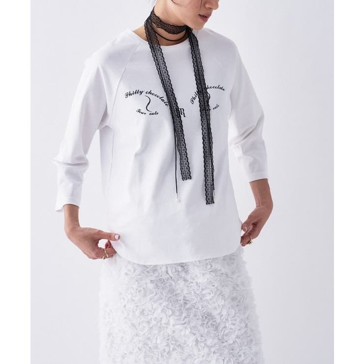 ホワイト(101) | 【Philly chocolateコラボ】キャットプリントロングTシャツ | cloenc