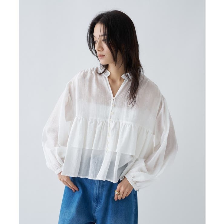 【手洗い可】シアーティアードフリルブラウス | cloenc | 詳細画像14 