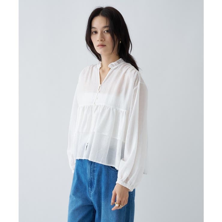 【手洗い可】シアーティアードフリルブラウス | cloenc | 詳細画像16 