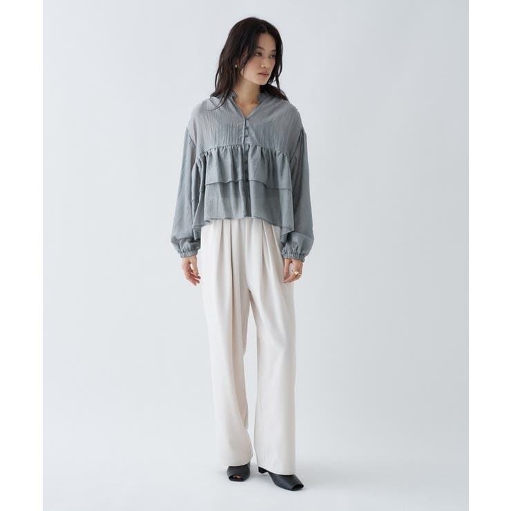 【手洗い可】シアーティアードフリルブラウス | cloenc | 詳細画像7 