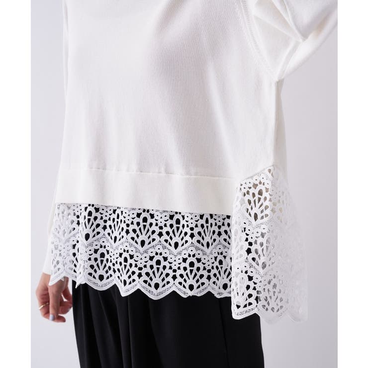 【手洗い可】レースドッキングニットプルオーバー | cloenc | 詳細画像9 