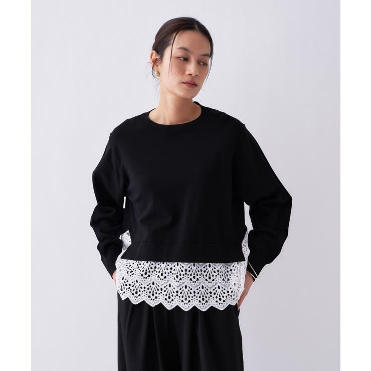 【手洗い可】レースドッキングニットプルオーバー | cloenc | 詳細画像14 