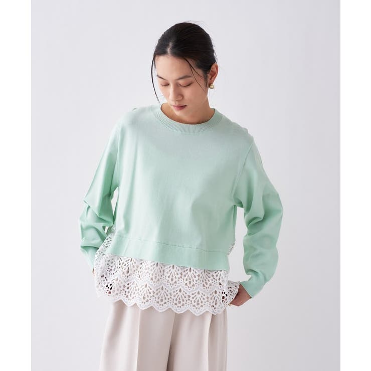 【手洗い可】レースドッキングニットプルオーバー | cloenc | 詳細画像20 