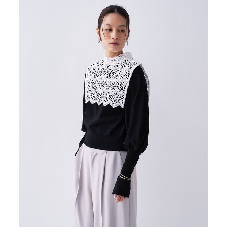 【2way／手洗い可】2wayレースパフスリーブニット | cloenc | 詳細画像14 