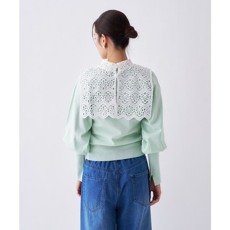 【2way／手洗い可】2wayレースパフスリーブニット | cloenc | 詳細画像25 