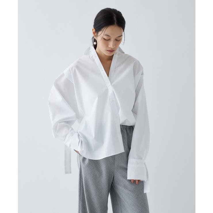 ホワイト(001) | 【手洗い可】バックギャザールーズシャツ | cloenc