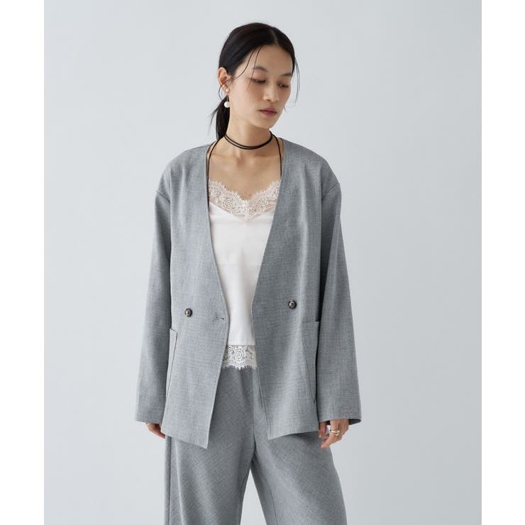 【セットアップ／接触冷感／マシンウォッシュ】リネンライクノーカラージャケット | cloenc | 詳細画像13 