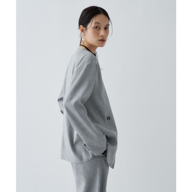 【セットアップ／接触冷感／マシンウォッシュ】リネンライクノーカラージャケット | cloenc | 詳細画像14 
