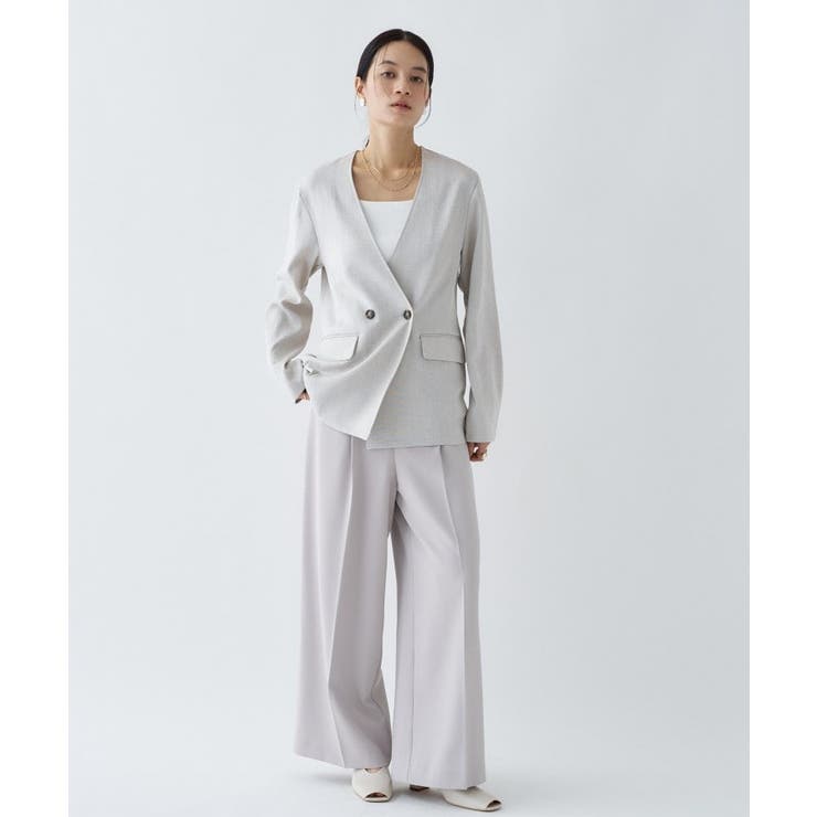 【セットアップ／接触冷感／マシンウォッシュ】リネンライクノーカラージャケット | cloenc | 詳細画像17 