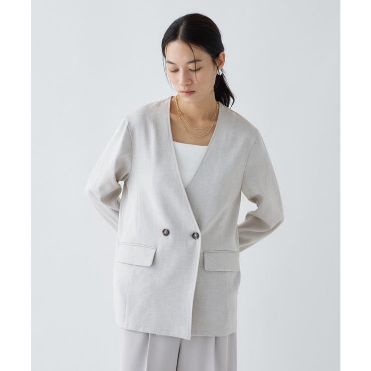 【セットアップ／接触冷感／マシンウォッシュ】リネンライクノーカラージャケット | cloenc | 詳細画像19 