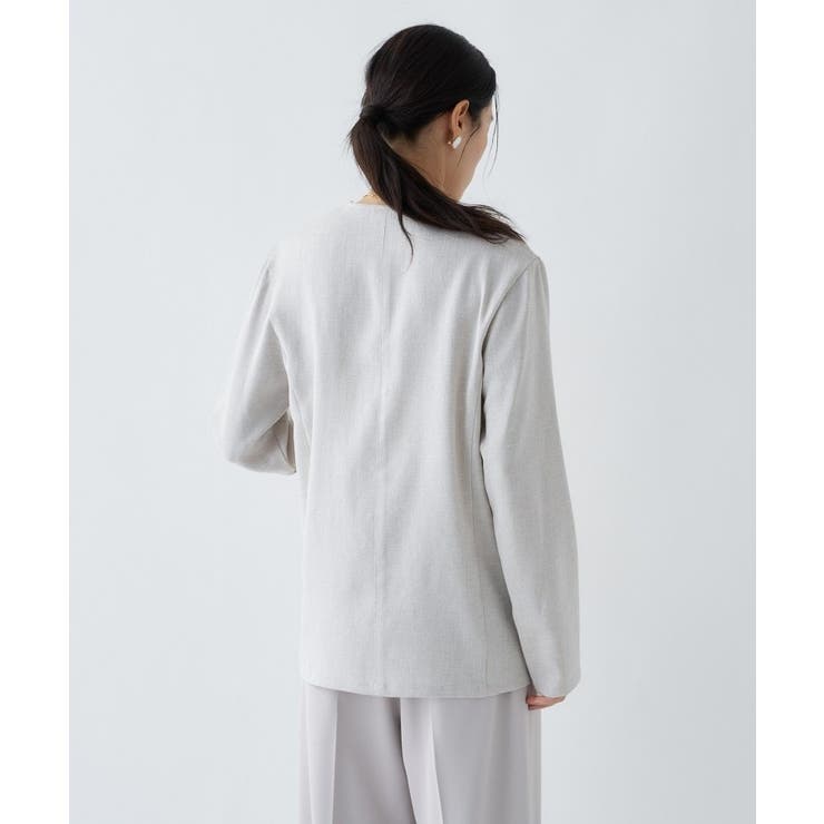 【セットアップ／接触冷感／マシンウォッシュ】リネンライクノーカラージャケット | cloenc | 詳細画像20 