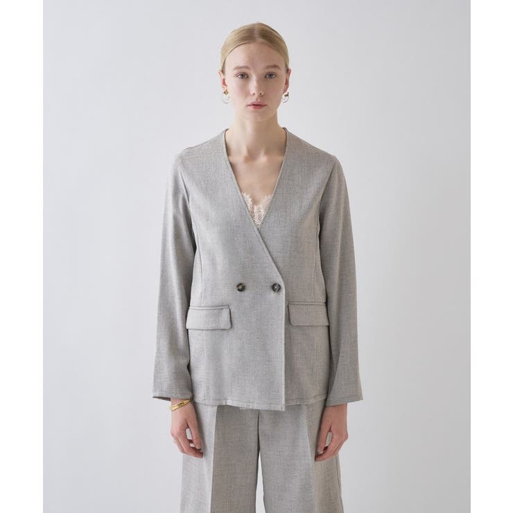 【セットアップ／接触冷感／マシンウォッシュ】リネンライクノーカラージャケット | cloenc | 詳細画像6 