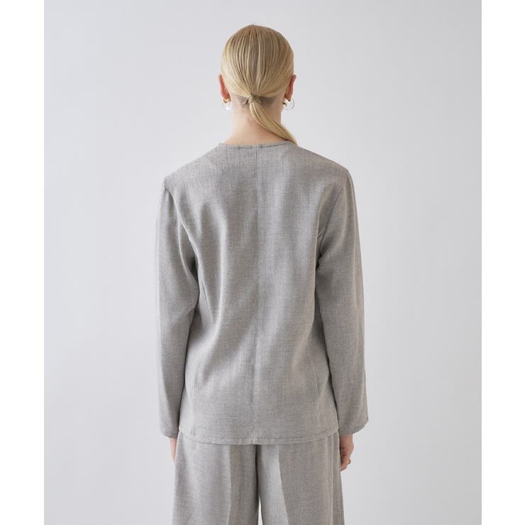 【セットアップ／接触冷感／マシンウォッシュ】リネンライクノーカラージャケット | cloenc | 詳細画像8 