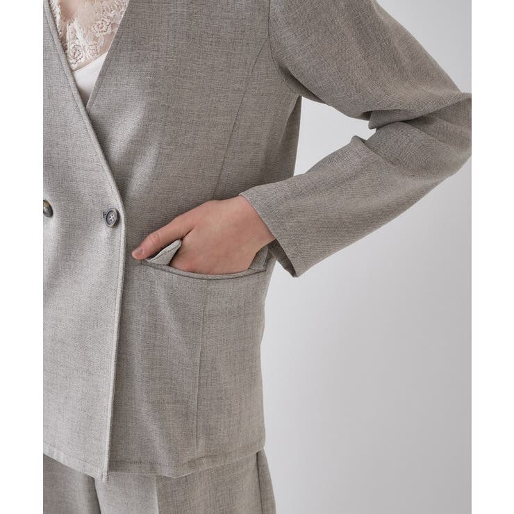 【セットアップ／接触冷感／マシンウォッシュ】リネンライクノーカラージャケット | cloenc | 詳細画像23 