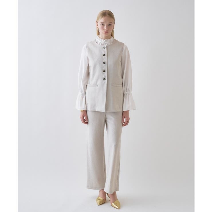 【セットアップ／接触冷感／マシンウォッシュ】リネンライクイージーパンツ | cloenc | 詳細画像1 