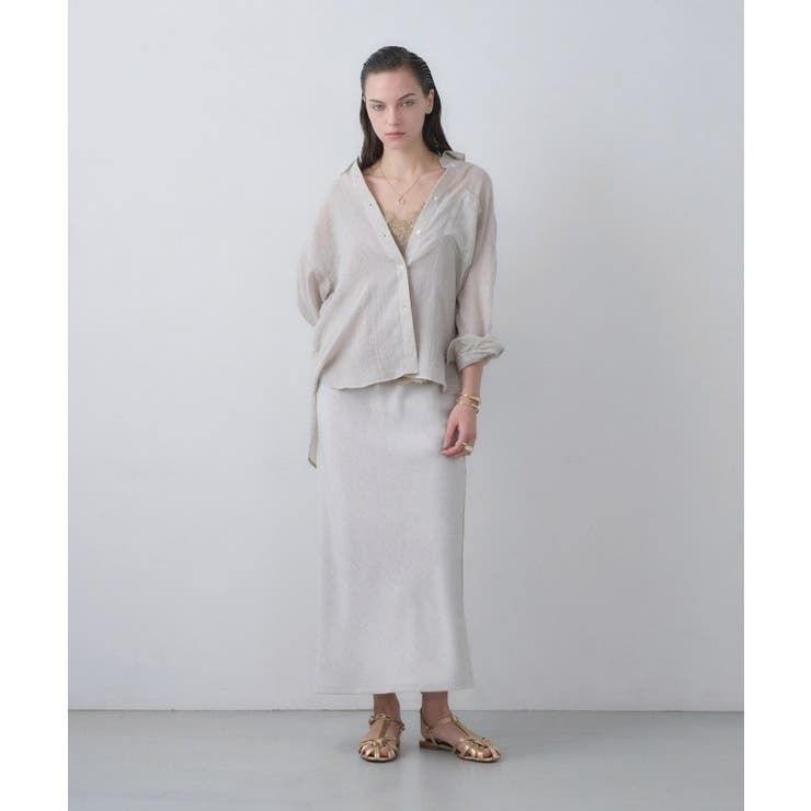 【セットアップ／接触冷感／マシンウォッシュ】リネンライクシャークスカート | cloenc | 詳細画像1 