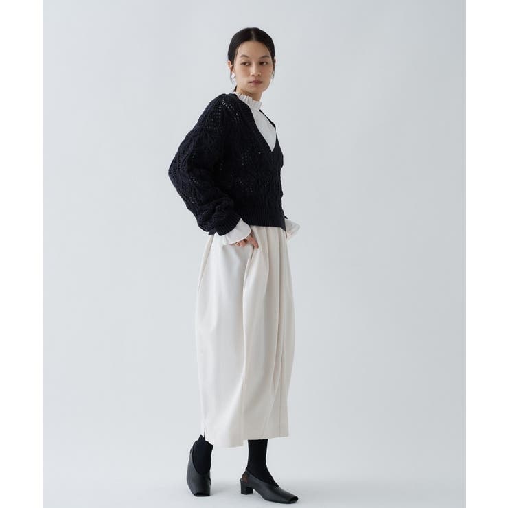 【手洗い可】クロシェ編みクロップドニットプルオーバー | cloenc | 詳細画像14 