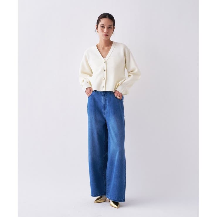 【オケージョン／手洗い可】Vネックペプラムニットカーディガン | cloenc | 詳細画像1 