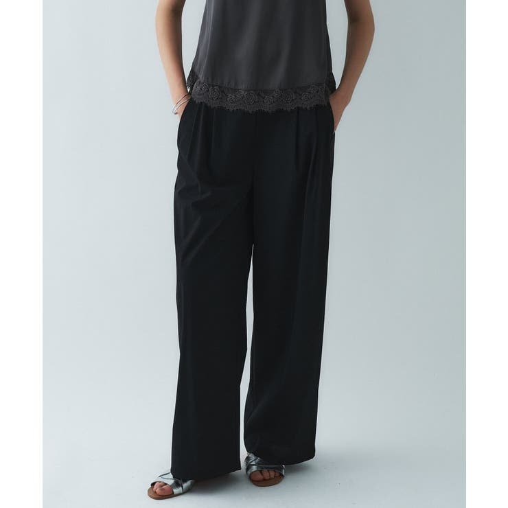 ブラック(019) | 【接触冷感／UVカット／マシンウォッシュ】エアリークロスストレートパンツ | cloenc