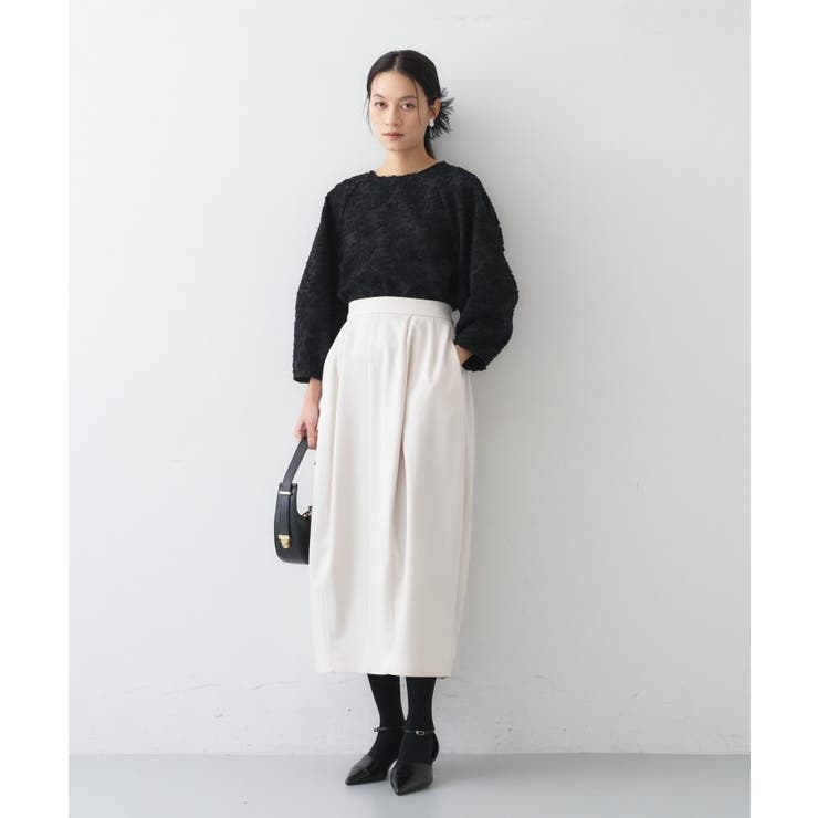 【セットアップ／オケージョン／マシンウォッシュ】コクーンツイルスカート | cloenc | 詳細画像1 