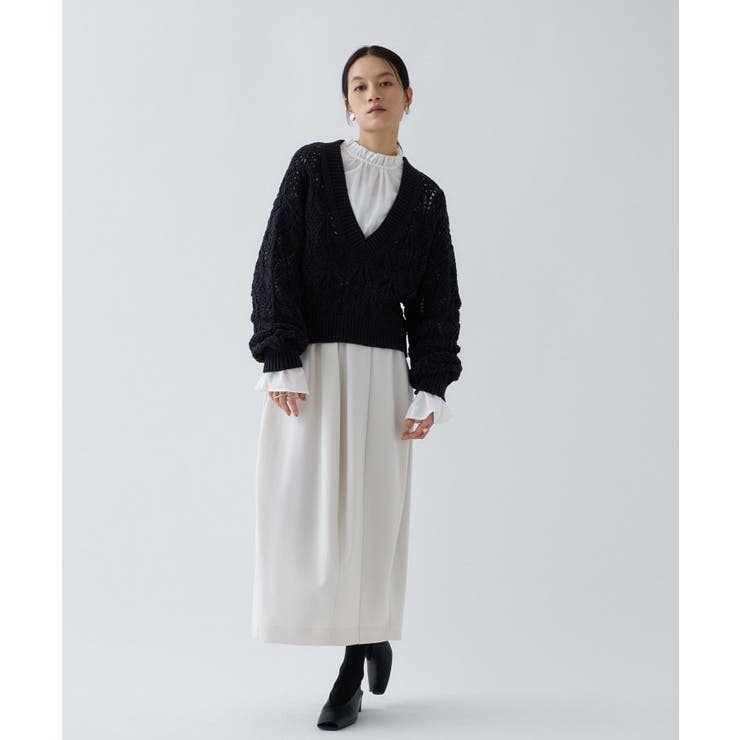 【セットアップ／オケージョン／マシンウォッシュ】コクーンツイルスカート | cloenc | 詳細画像20 