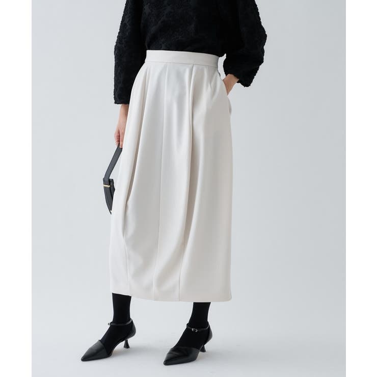 オフホワイト(003) | 【セットアップ／オケージョン／マシンウォッシュ】コクーンツイルスカート | cloenc