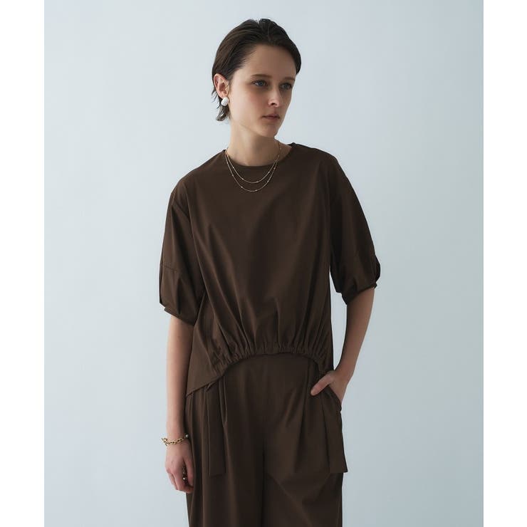 ブラウン(043) | 【接触冷感／UVカット／マシンウォッシュ】エアリーパフスリーブプルオーバー | cloenc