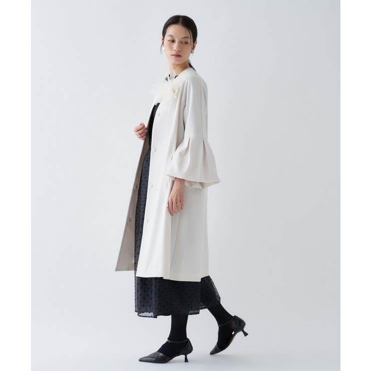 【セットアップ／オケージョン／手洗い可】フレアスリーブミドルコート | cloenc | 詳細画像16 