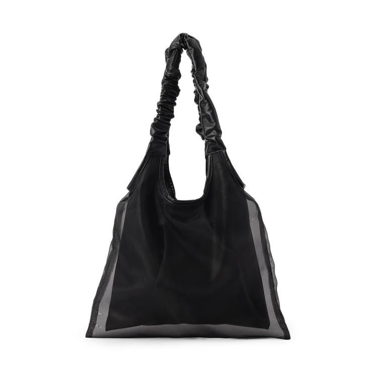 ブラック(019) | ギャザーハンドルチュールトートバッグ | cloenc