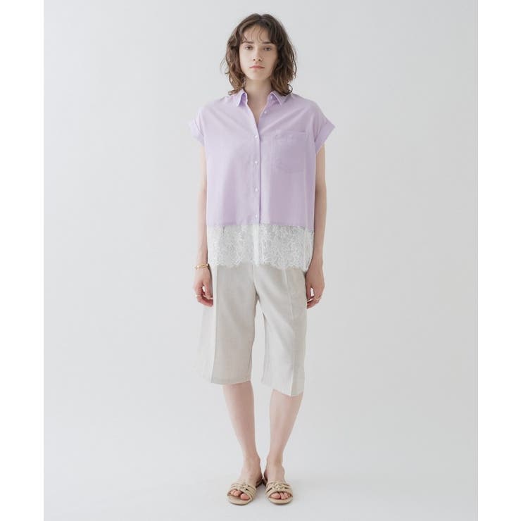 【ひんやり／体型カバー】レースフレンチスリーブブラウス | cloenc | 詳細画像9 