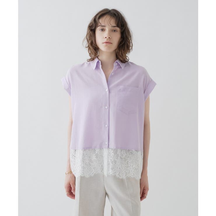 【ひんやり／体型カバー】レースフレンチスリーブブラウス | cloenc | 詳細画像10 