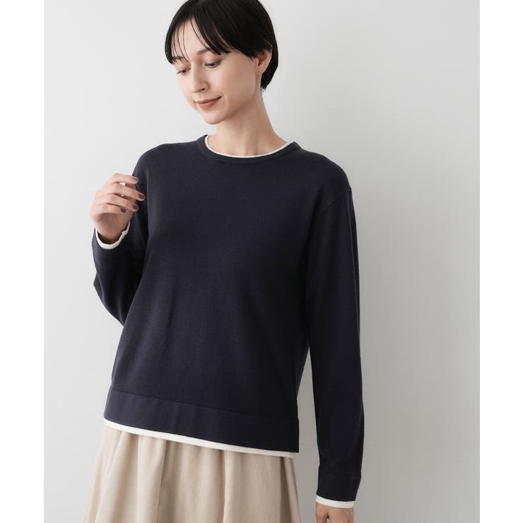 【ユニセックス/洗える】バイカラーニット | Dessin | 詳細画像5 