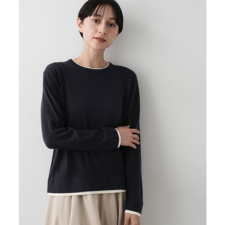 ネイビー(594) | 【ユニセックス/洗える】バイカラーニット | Dessin