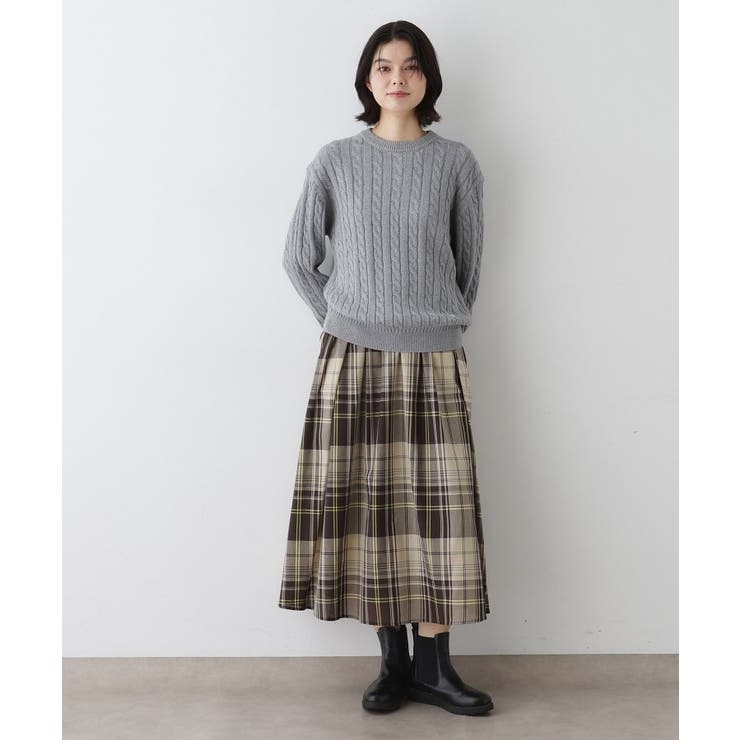 【ユニセックス・洗える】クルーネックケーブルニット | Dessin | 詳細画像3 