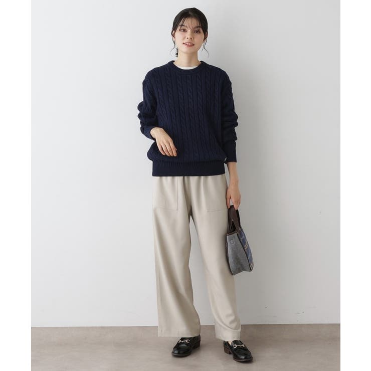 【ユニセックス・洗える】クルーネックケーブルニット | Dessin | 詳細画像11 