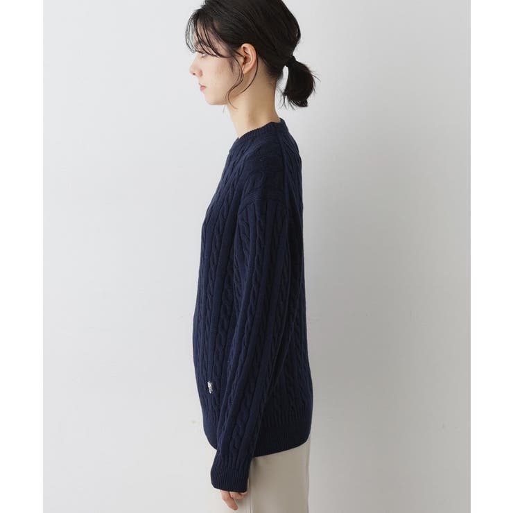 【ユニセックス・洗える】クルーネックケーブルニット | Dessin | 詳細画像14 